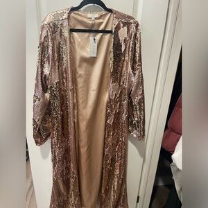 Rose gold sequin duster